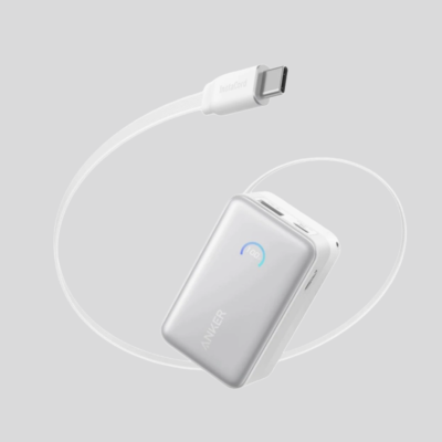 Anker 10K 45W Nano White Power Bank Usb-C Cable Lithium-Ion External Battery