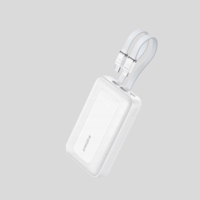Anker 10K 30W White Power Bank Built-In Usb-C+Lightning Cable B2B Lithium-Ion External Battery