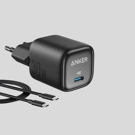 Anker Zolo Charger (30W, Pd 3.0, With 1.0M C To C Cabel) Black